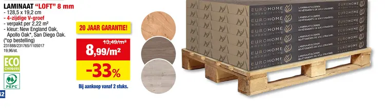 Promotie: LAMINAAT "LOFT" 8 mm