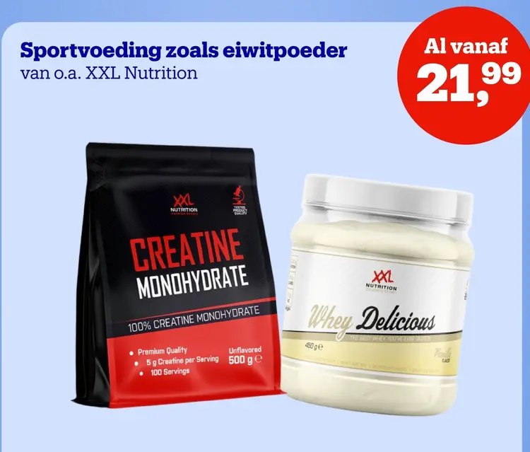 Aanbieding: Sportvoeding zoals eiwitpoeder van o.a. XXL Nutrition