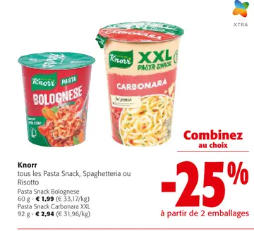 Offre: Tous les Pasta Snack, Spaghetteria ou Risotto