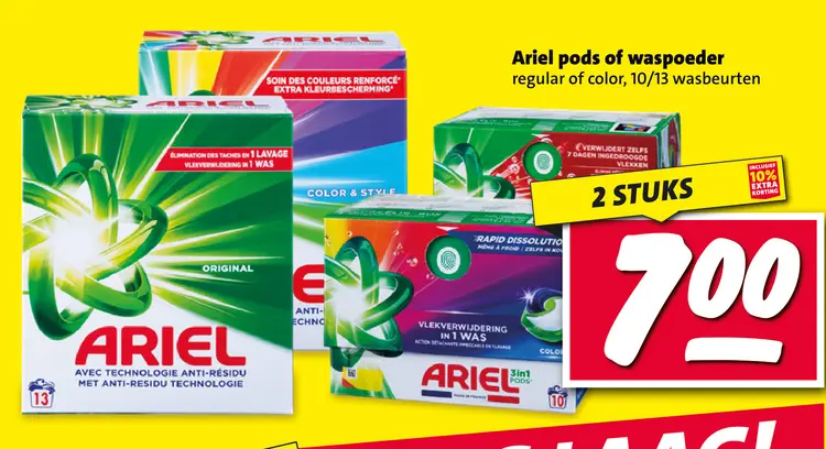 Aanbieding: Ariel pods of waspoeder