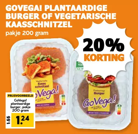 Aanbieding: Plantaardige burger of vegetarische kaasschnitzel