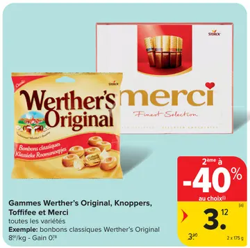 Offre: Gammes Werther's Original, Knoppers, Toffifee et Merci