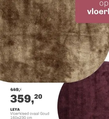 Aanbieding: LEYA Vloerkleed ovaal Goud
