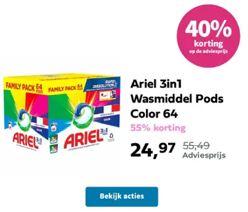 Aanbieding: Ariel 3in1 Wasmiddel Pods Color