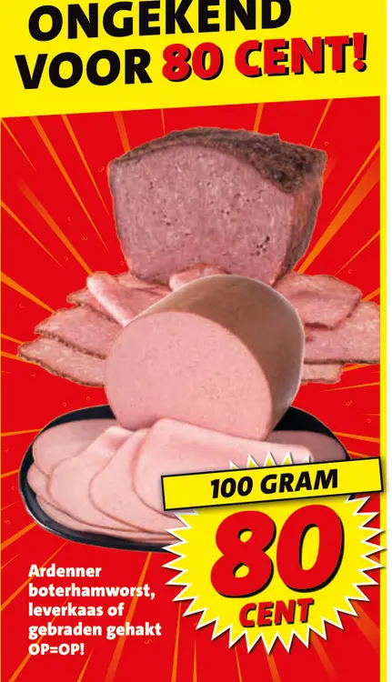 Aanbieding: Ardenner boterhamworst, leverkaas of gebraden gehakt