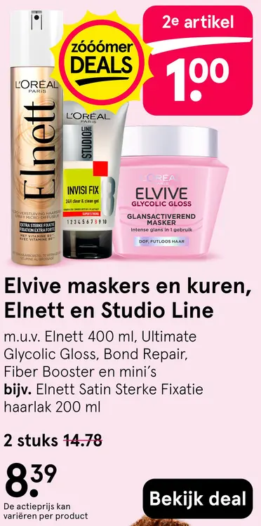 Aanbieding: Elvive maskers en kuren, Elnett en Studio Line