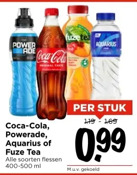 Aanbieding: Coca-Cola, Powerade, Aquarius of Fuze Tea