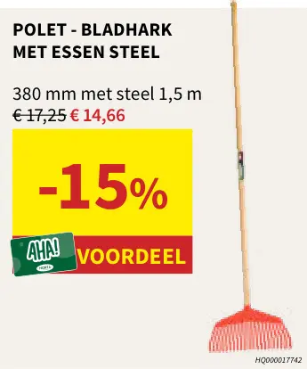 Promotie: Polet Bladhark met essen steel