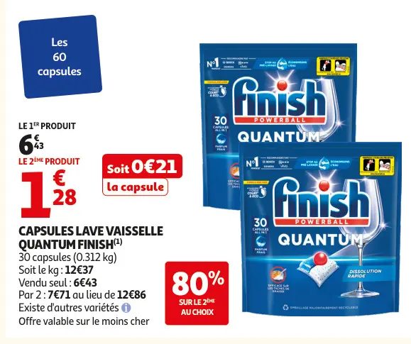 Offre: Capsules lave vaisselle quantum