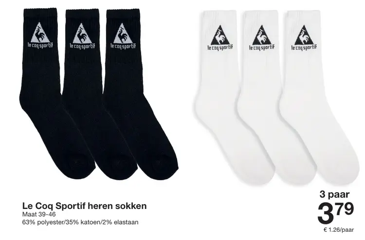 Aanbieding: Le Coq Sportif heren sokken