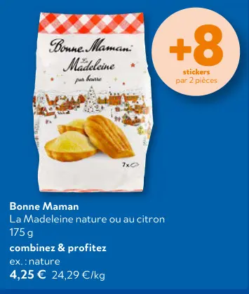 Offre: La Madeleine nature ou au citron