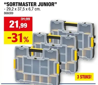 Promotie: Stanley Sortmaster Junior organizer 29,2x37,5x6,7 cm 3 stuks