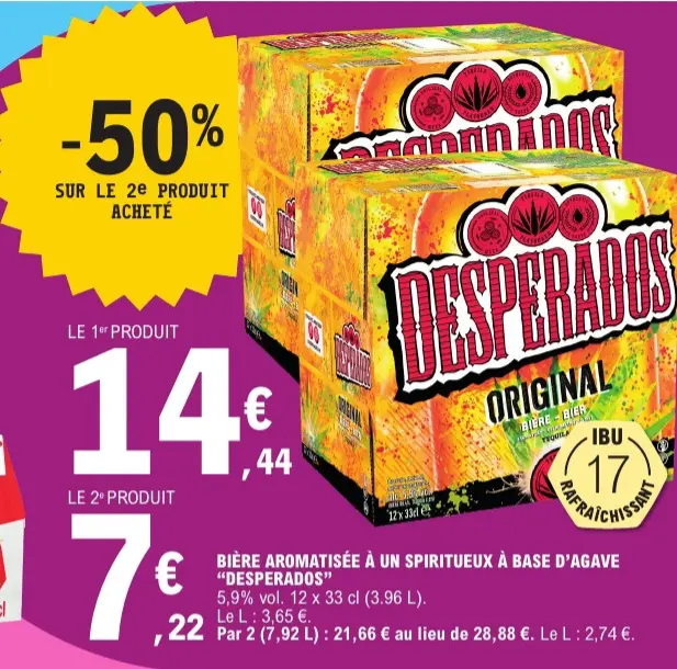 Offre: Bière aromatisée à un spiritueux à base d'agave