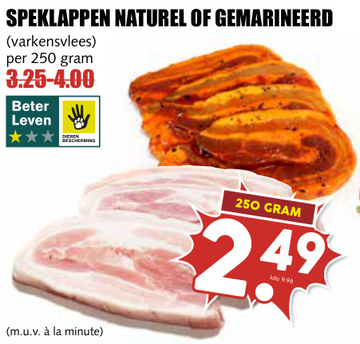 Aanbieding: SPEKLAPPEN NATUREL OF GEMARINEERD