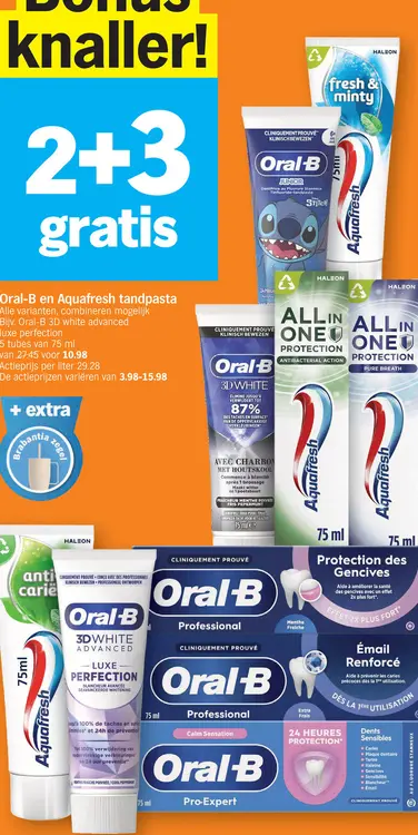 Promotie: Oral-B en Aquafresh tandpasta