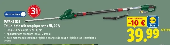 Offre: Cisaille à gazon et à arbustes sans fil, 20 V