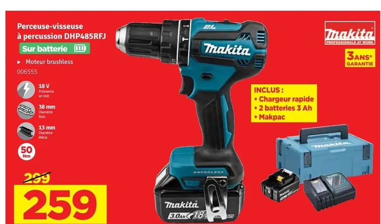 Offre: Perceuse-visseuse à percussion DHP485RFJ