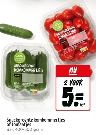 Aanbieding: Snackgroente komkommertjes of tomaatjes