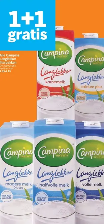 Aanbieding: Campina Langlekker literpakken