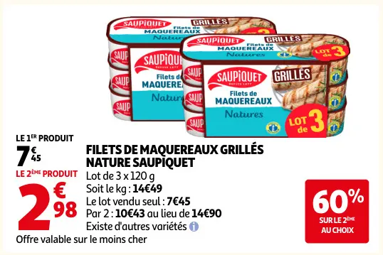 Promotie: Filets de maquereaux grillés nature