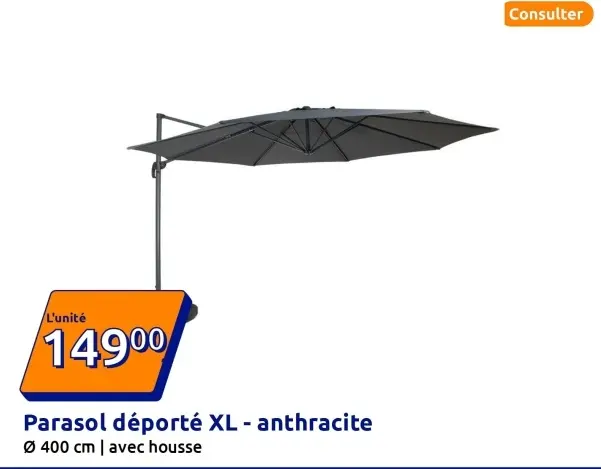 Offre: Parasol déporté XL - anthracite