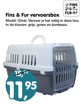 Aanbieding: Fins & Fur vervoersbox Model : Oliver