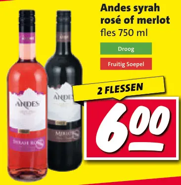 Aanbieding: Andes syrah rosé of merlot