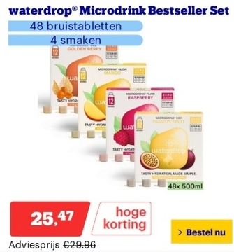 Aanbieding: waterdrop® Microdrink Bestseller Set - 48 bruistabletten - 4 smaken - suikervrije
