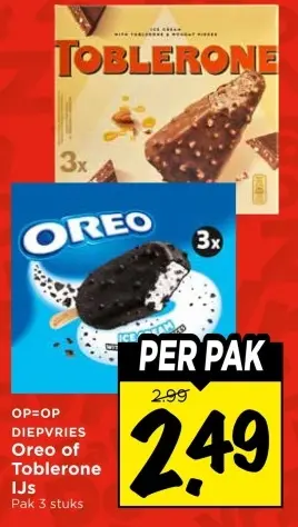 Aanbieding: Oreo of Toblerone IJs