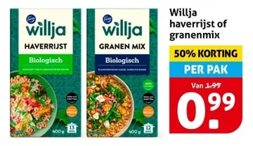 Aanbieding: Willja haverrijst of granenmix