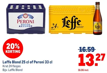 Aanbieding: Leffe Blond 25 cl of Peroni 33 cl