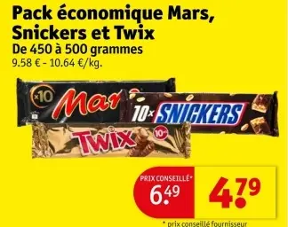 Offre: Pack économique Mars, Snickers et Twix