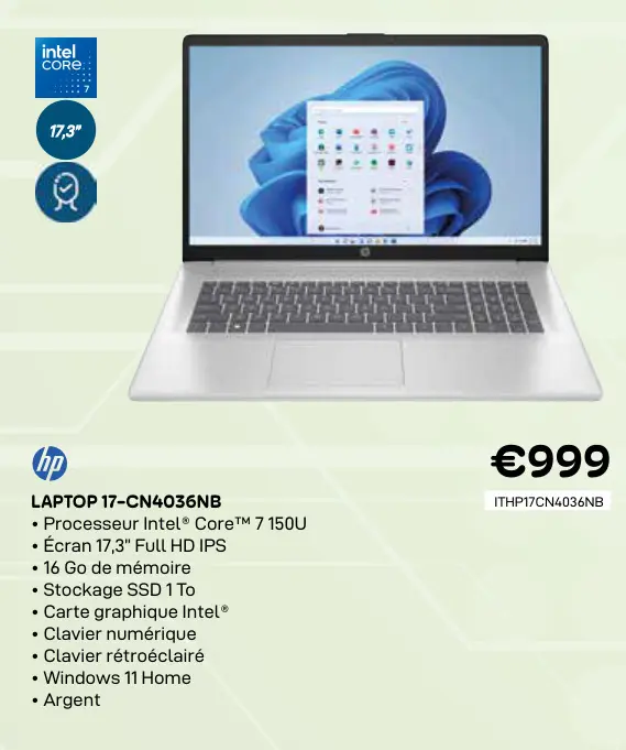 Offre: Hp laptop 17-cn4036nb