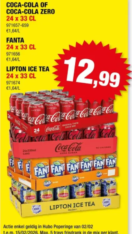 Promotie: Coca-cola of Coca-Cola zero, Fanta, Lipton ic
