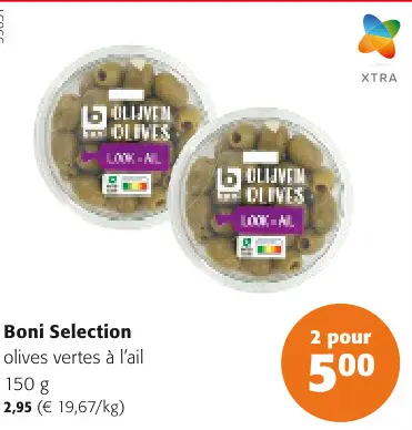 Offre: olives vertes à l'ail