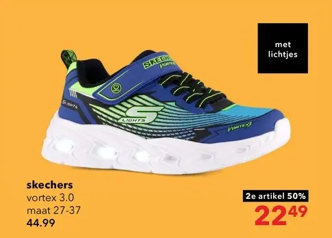 Aanbieding: Skechers S-Lights: Vortex 3.0 kinder sneakers blauw groen