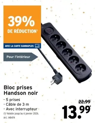 Offre: Bloc prises Handson noir
