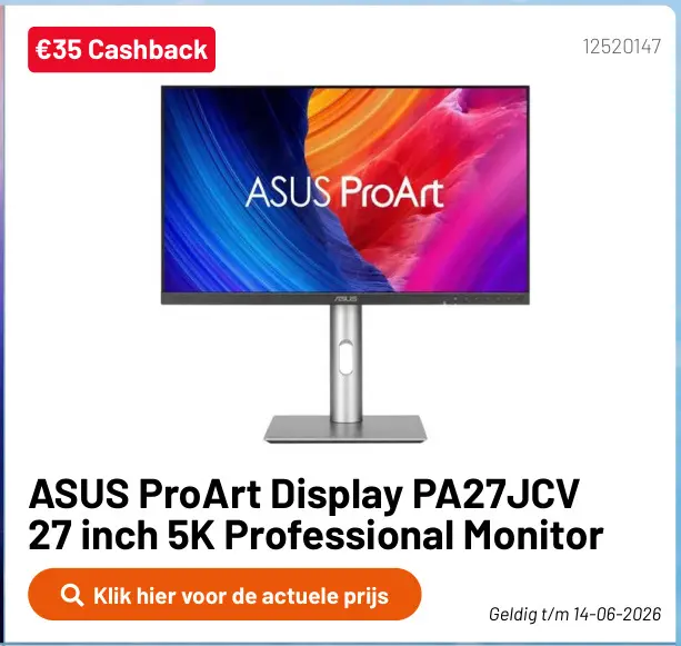 Promotie: ASUS ProArt Display PA27JCV 27 inch 5K Professional