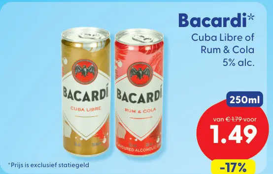 Aanbieding: Bacardi Cuba Libre of Rum & Cola
