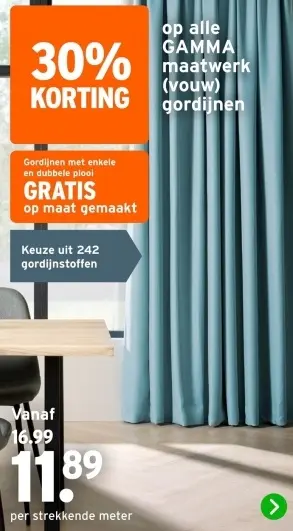 Aanbieding: Alle GAMMA maatwerk (vouw)gordijnen