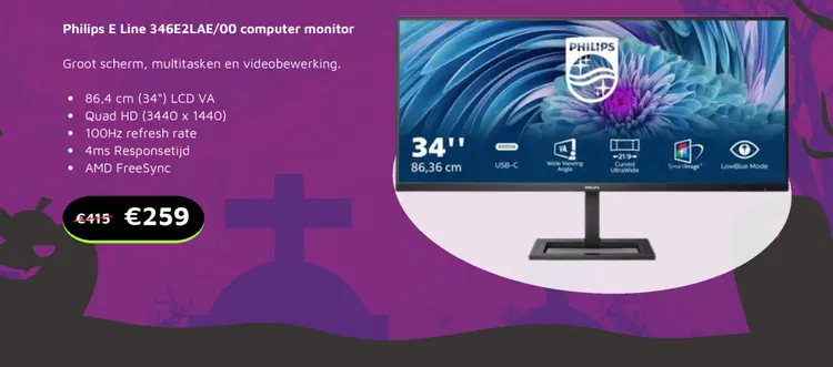 Aanbieding: Philips E Line 346E2LAE/00 computer monitor