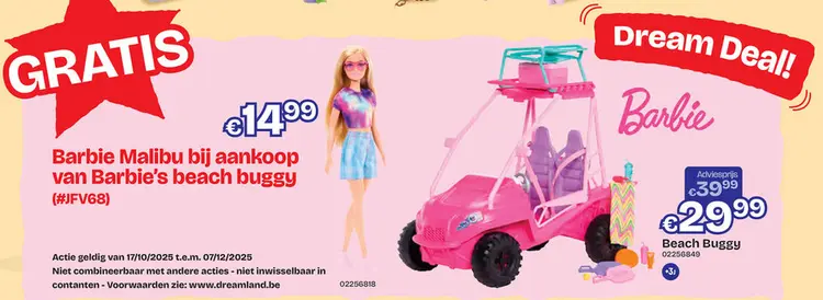 Aanbieding: GRATIS Barbie Malibu bij aankoop van Barbie Beach Buggy