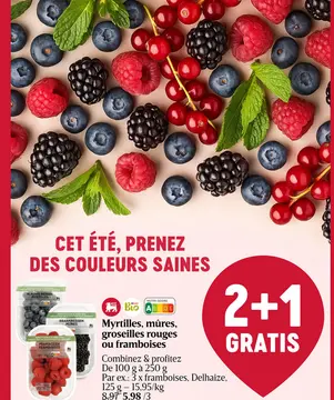 Offre: Myrtilles, mûres, groseilles rouges ou framboises