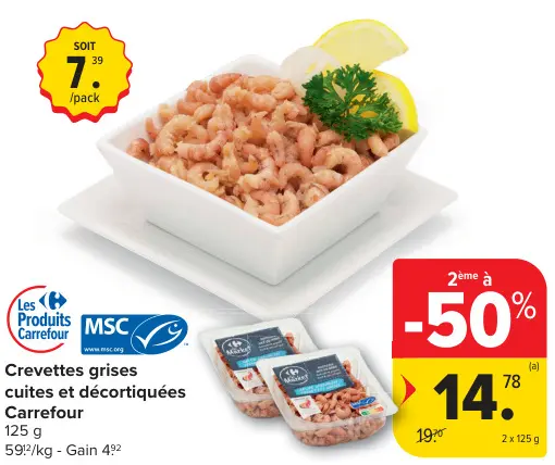 Offre: Crevettes grises cuites et décortiquées