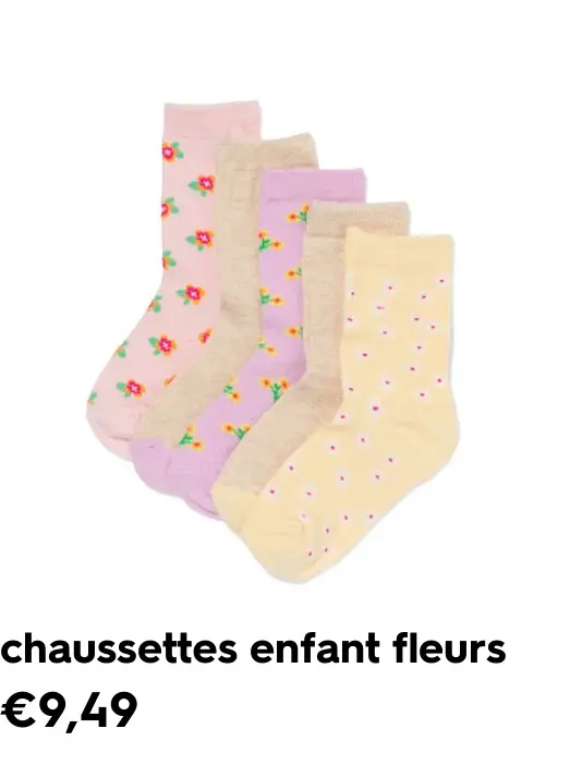 Offre: chaussettes enfant fleurs