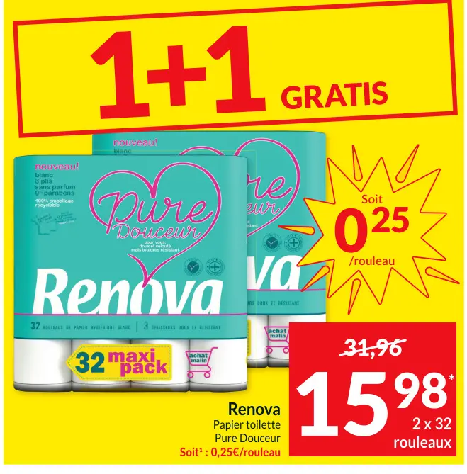 Offre: Renova Papier toilette Pure Douceur