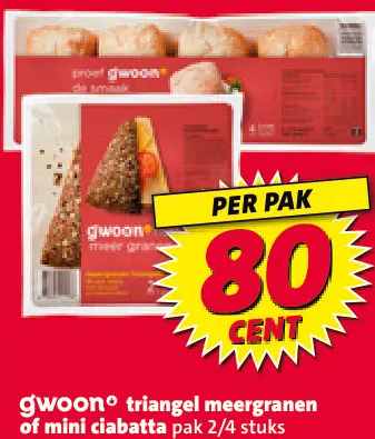 Aanbieding: Triangel meergranen of mini ciabatta