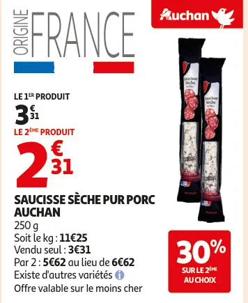 Promotie: Saucisse sèche pur porc