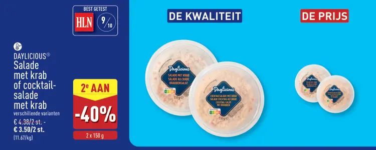 Promotie: Salade met krab of cocktail-salade met krab