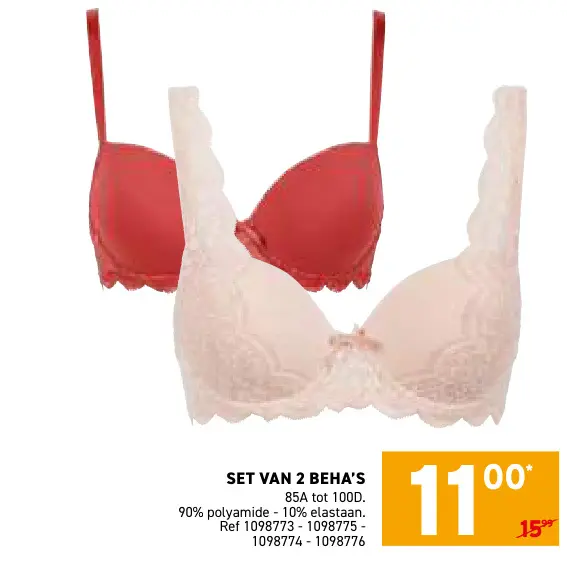 Promotie: Set van 2 beha's